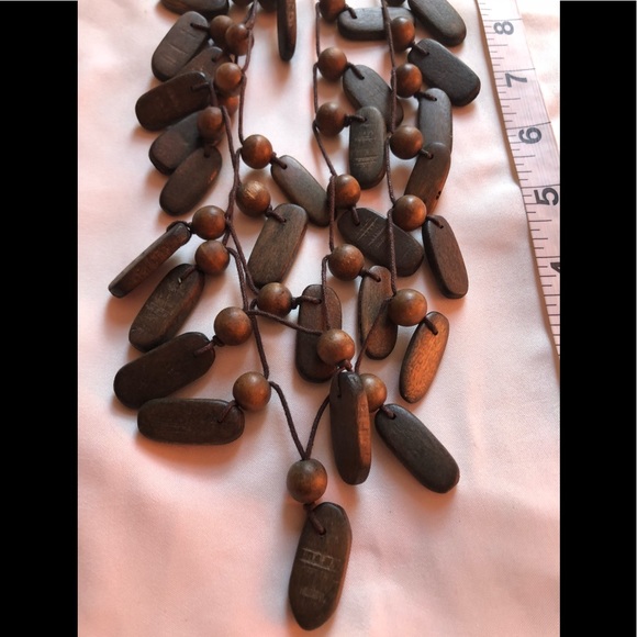 3 for $20/ Long statement necklace wood on string - Picture 3 of 4
